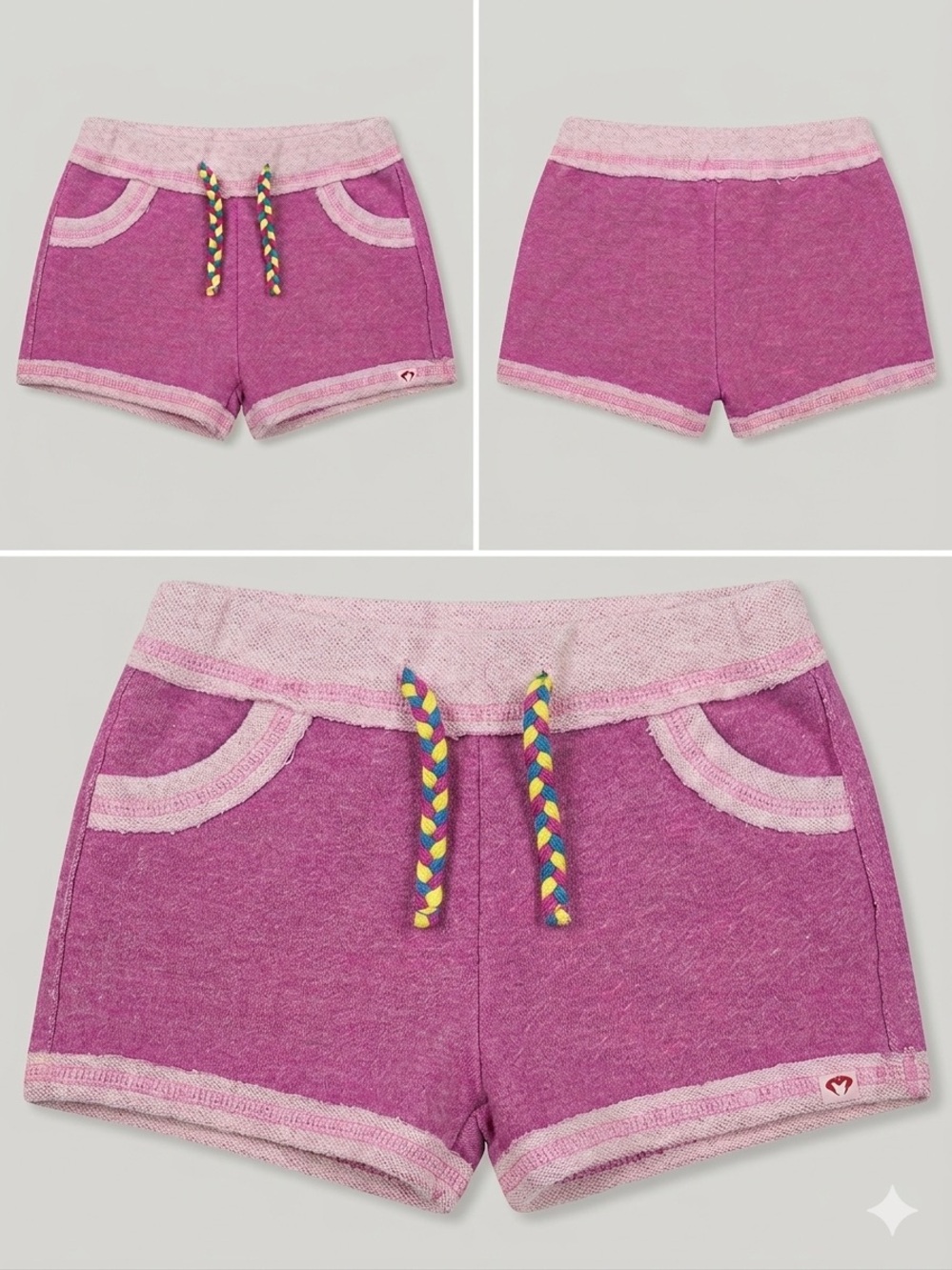 Appaman Pink Purple Knit Shorts with Multicolor Drawstring